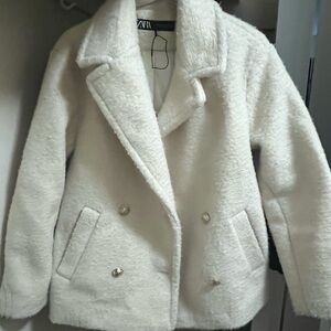 Zara Women's Cream Teddy Jacket